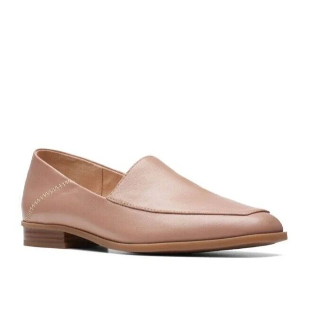 NIB CLARKS Sarafyna Freva Leather Flat Women US Size‎ 11 M Praline Career Office